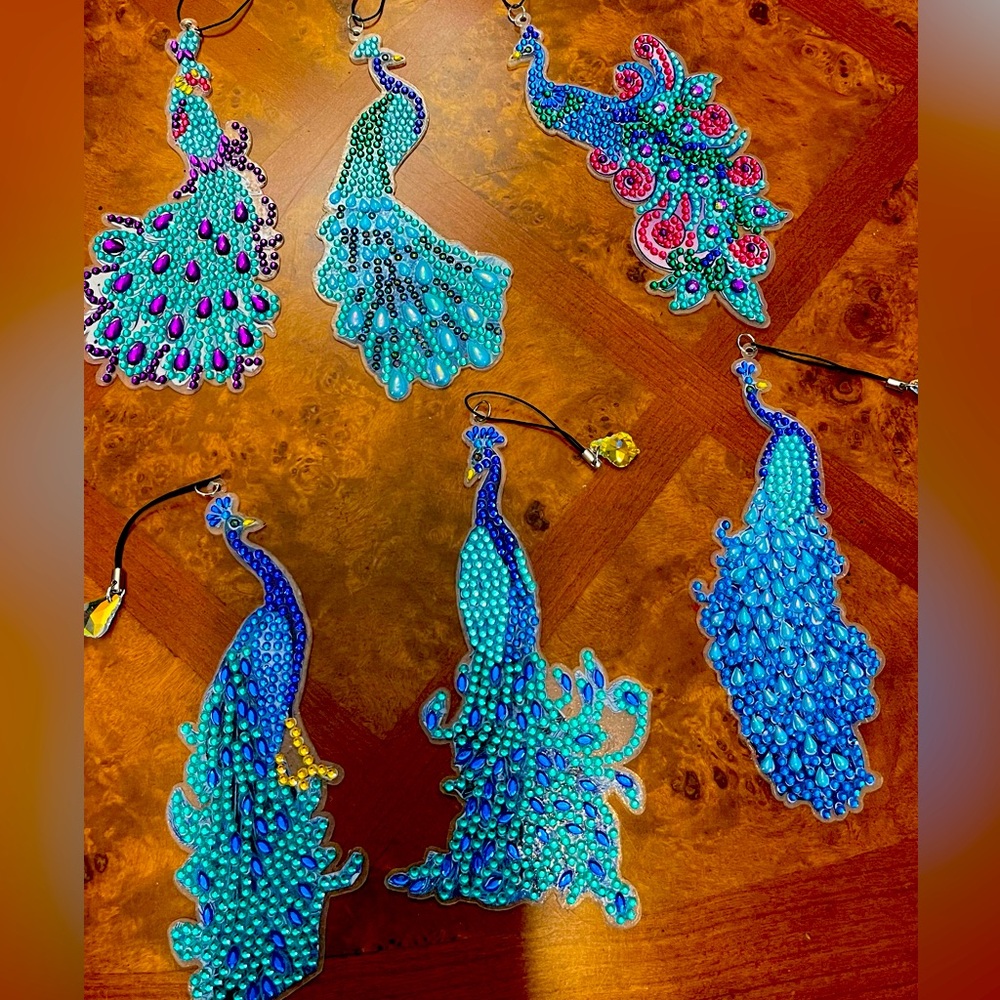 Vibrant Beaded Peacock Keychains
